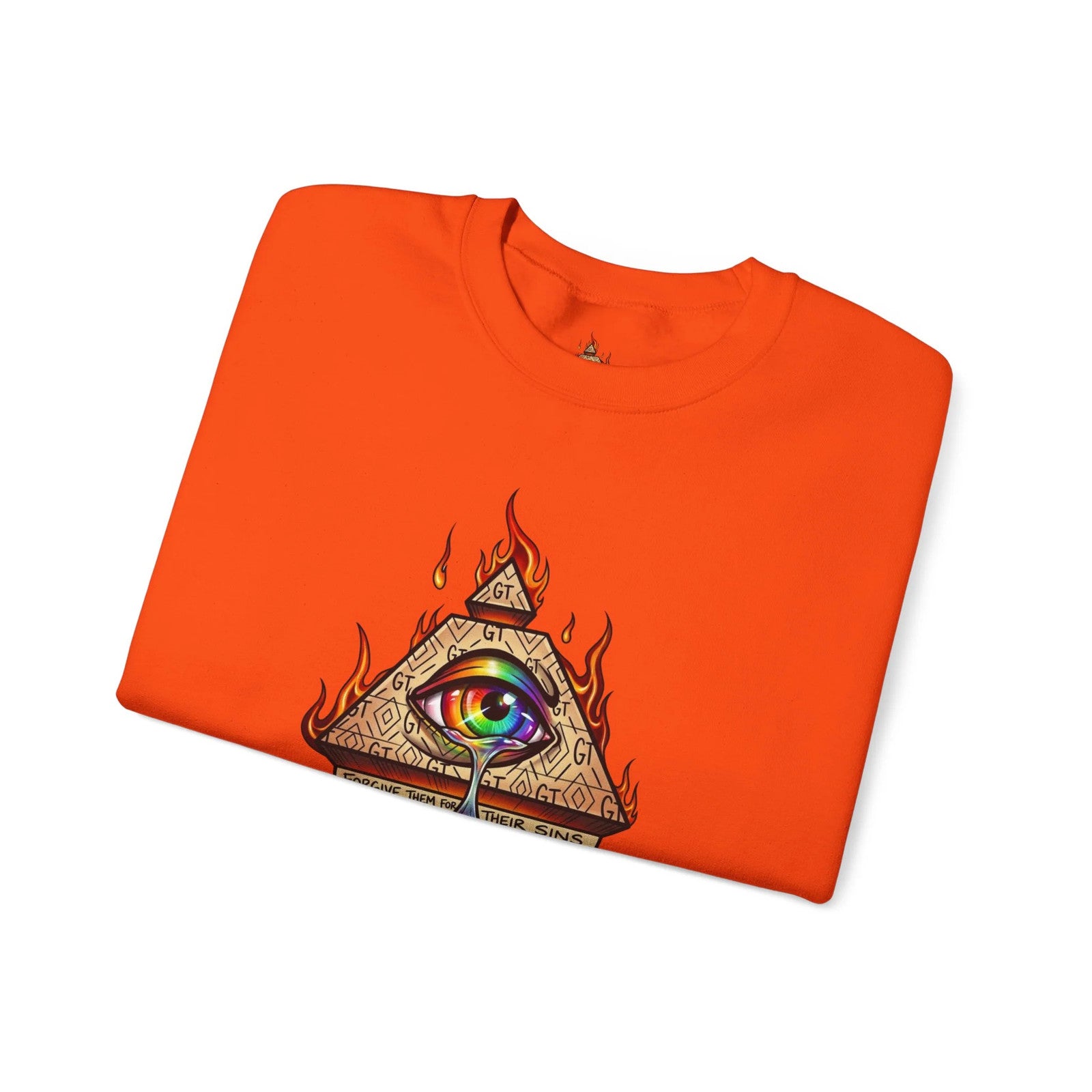 Psychedelic All-Seeing Eye Sweatshirt | Triangle Eye Flame Rainbow Drip by GT