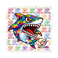 Colorful Designer High Fashion Shark GT Bite Sticker | Kiss-Cut Sticker,