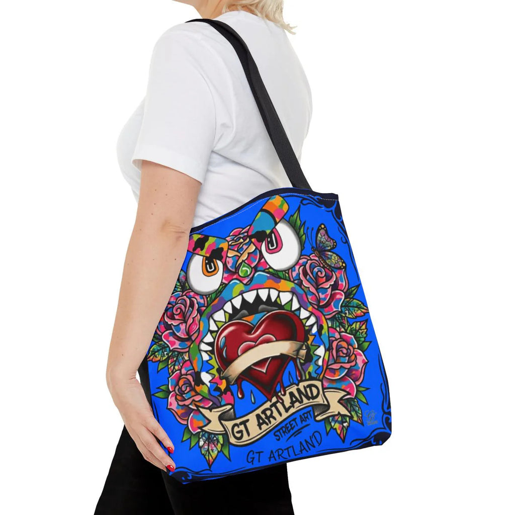 Colorful Gape Tattoo Monster Heart Tote Bag Designer sky blue Edition |