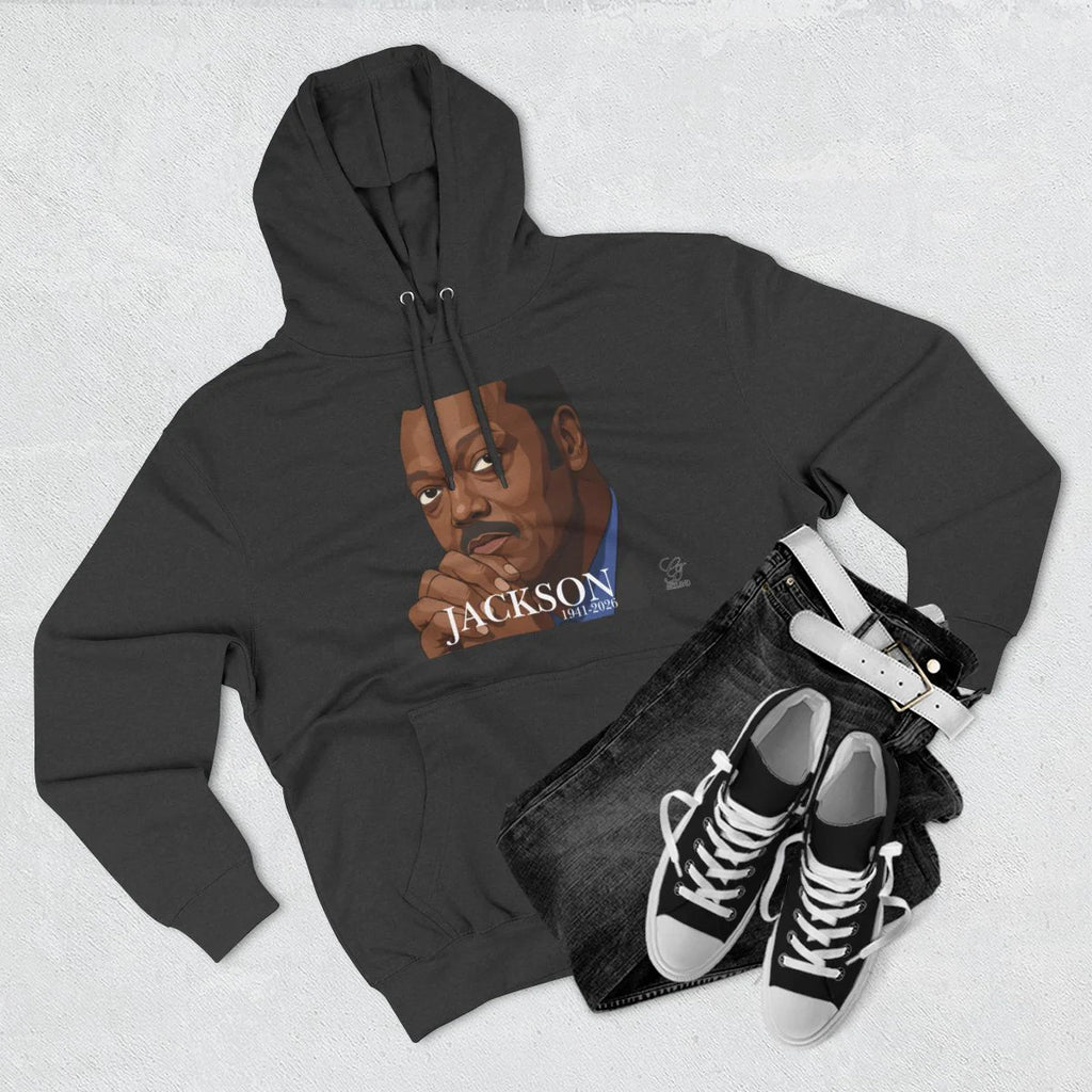 Jesse Jackson Urban Graffiti Art 1941-2026 Three-Panel Fleece Hoodie by GT