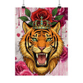 King Tiger Roses Drip Graffiti Designer Matte Vertical Posters by GT Artland