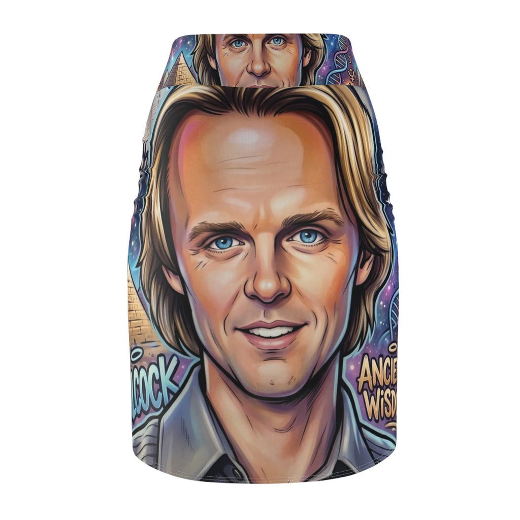 David Wilcock Retro Celebrity Portrait Pencil Skirt | Pop Art Face Illustration