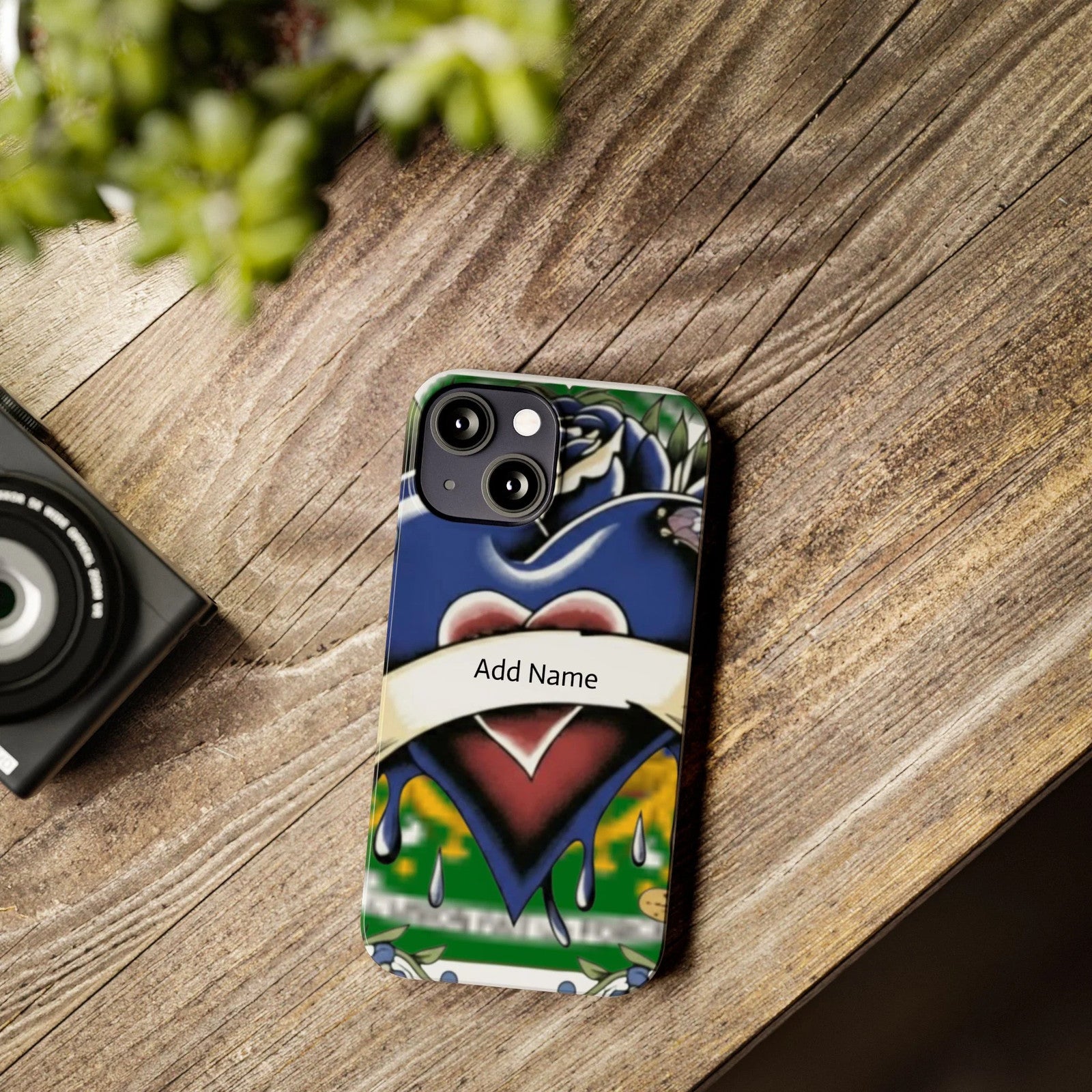 Blue Rose Garden Urban Styled Illustration Slim Phone Case | by GT Artland