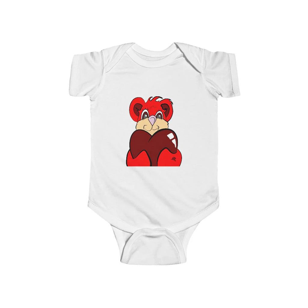 Cute Red Teddy BEAR Holding Heart Infant Fine Jersey Bodysuit by GT Artland