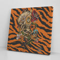 Candy Skull Tiger Crush Square with Rose Canvas Wrap by GT Artland