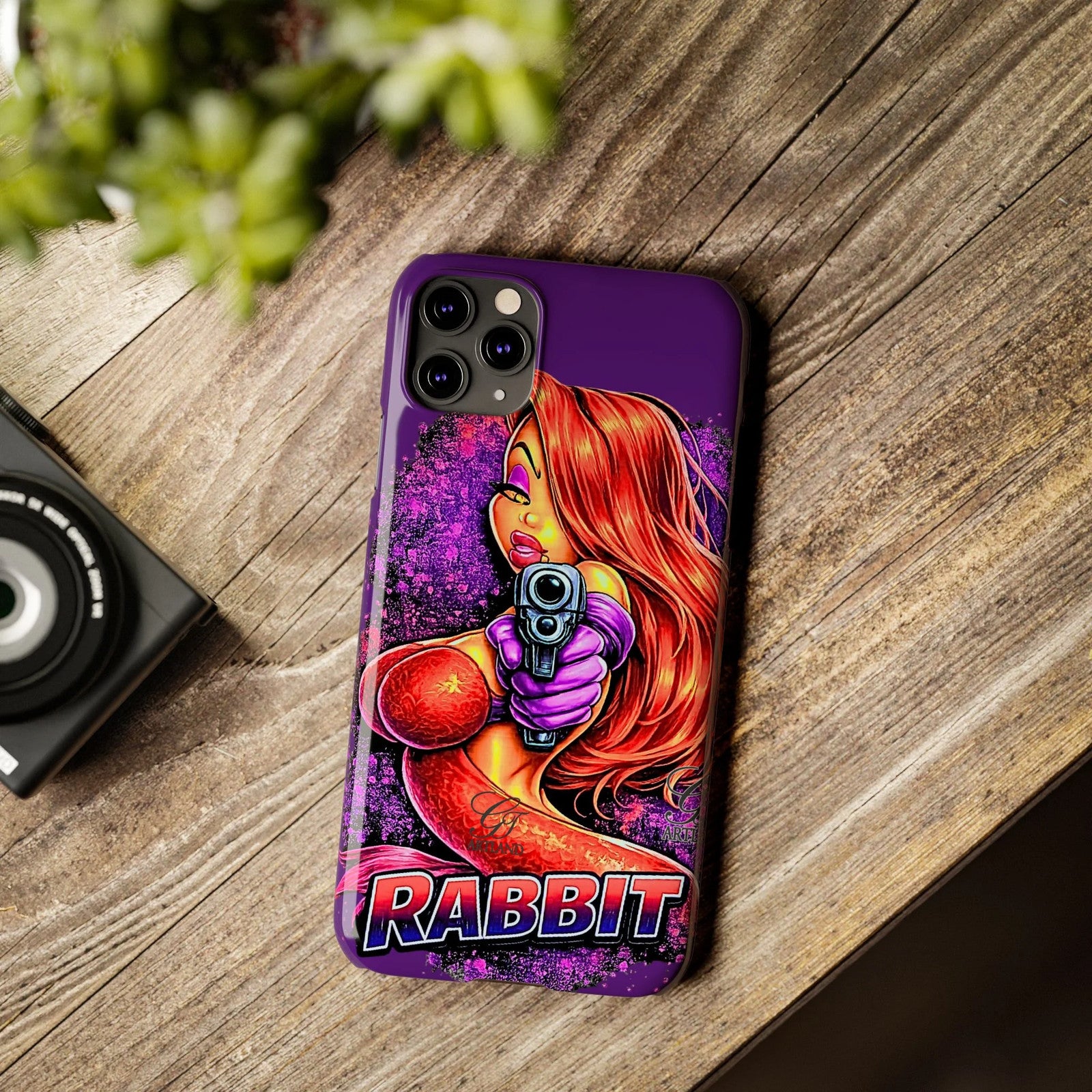 Pinup Rabbit Vixen Gun Girl Phone Case | Slim Phone Cases by GT Artland