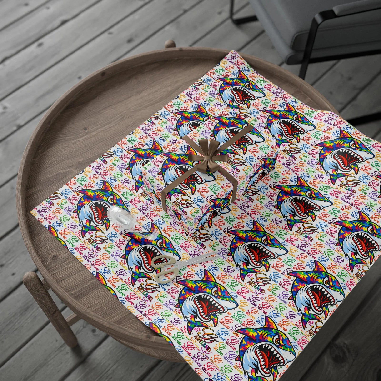 Colorful Designer Rainbow Killa Shark GT Pop Art Wrapping Paper | Patterned