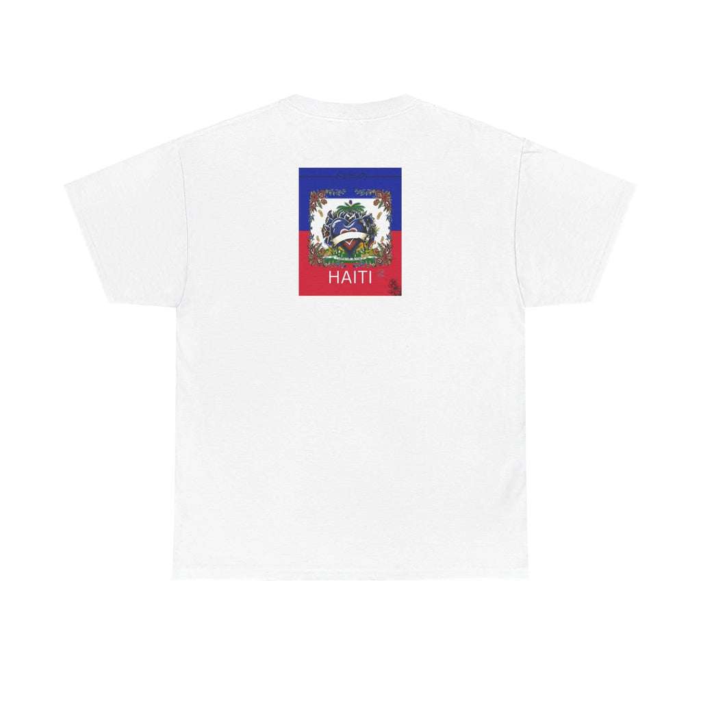 Haiti Flag Love Hearts and Roses Designer Unisex Heavy Cotton Tee by GT Artland