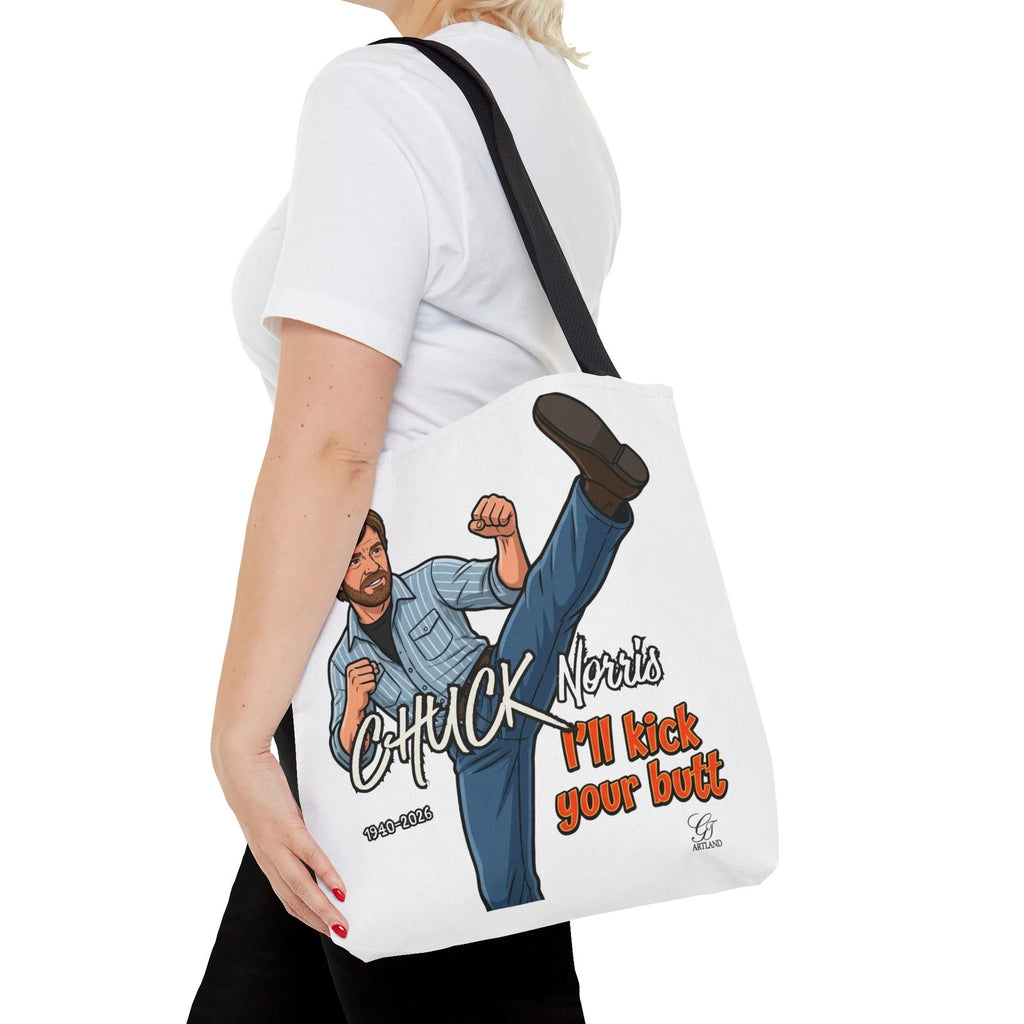 Chuck Norris I'll Kick Your Butt Tote Bag | Martial Arts Illustration by GT