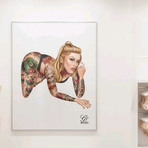 Hot Sexy Chick With Light Skin Blonde Colored Shaded Print Signed