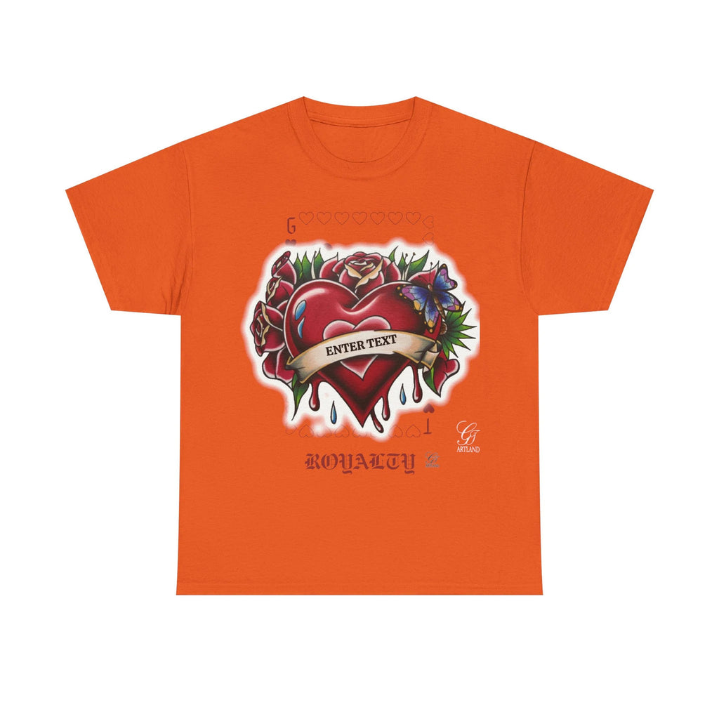 Hearts And Roses G Card Royalty Custom Text Unisex Heavy Cotton Tee by GT