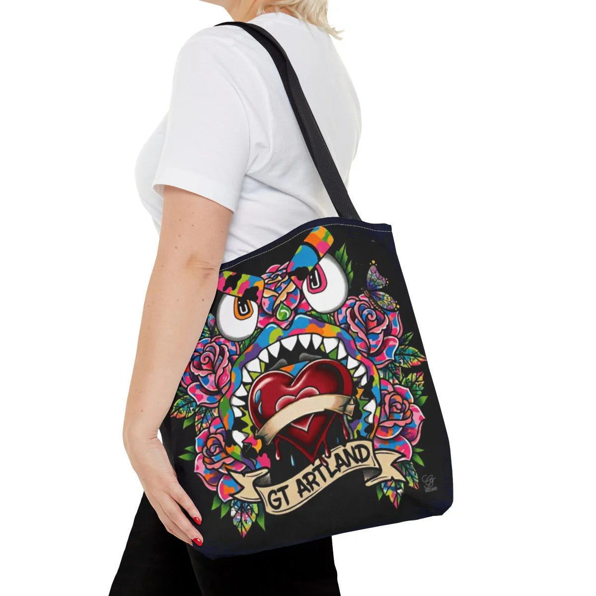 Colorful Gape Tattoo Monster Heart Tote Bag Designer Midnight Edition |
