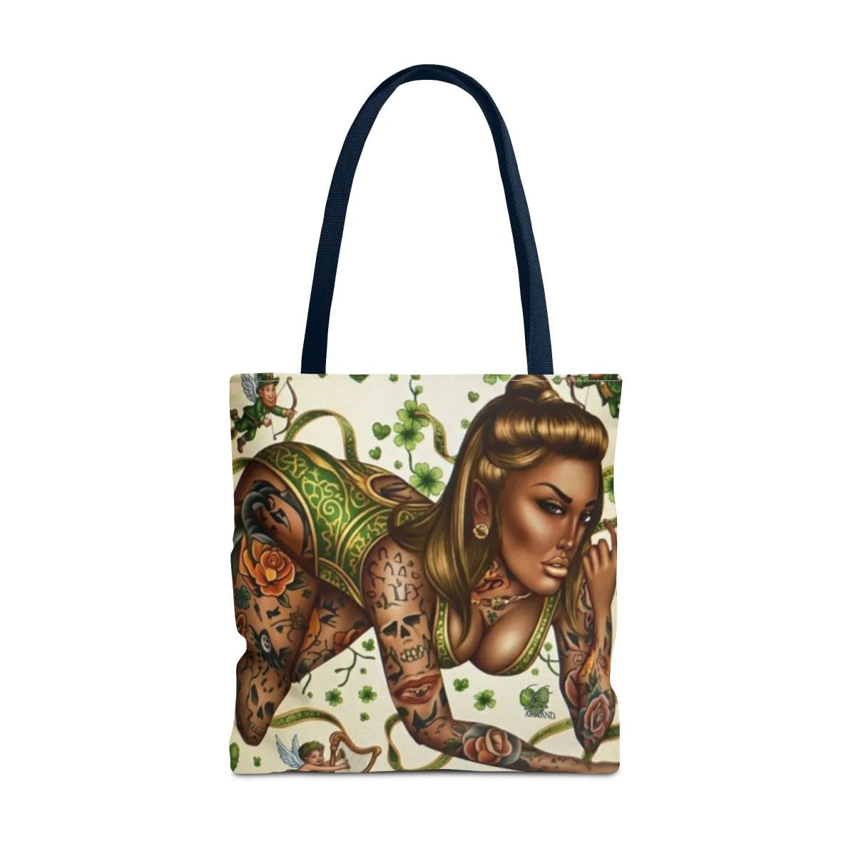 Ebony St Patrick Theme Tattoo Hot Sexy Vixen Designer Tote Bag by GT Artland