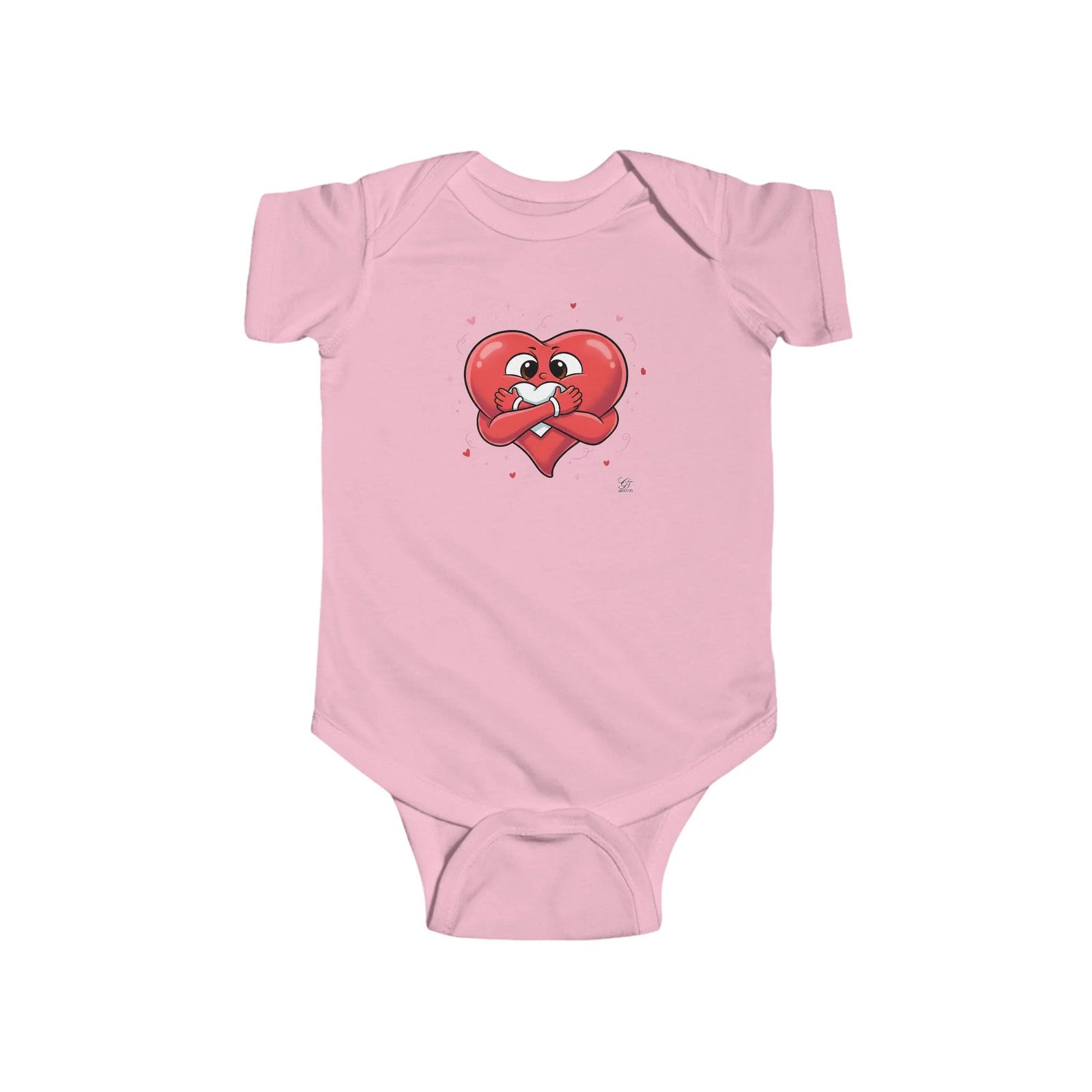 Cute Heart Holding Heart Infant Fine Jersey Bodysuit by GT Artland