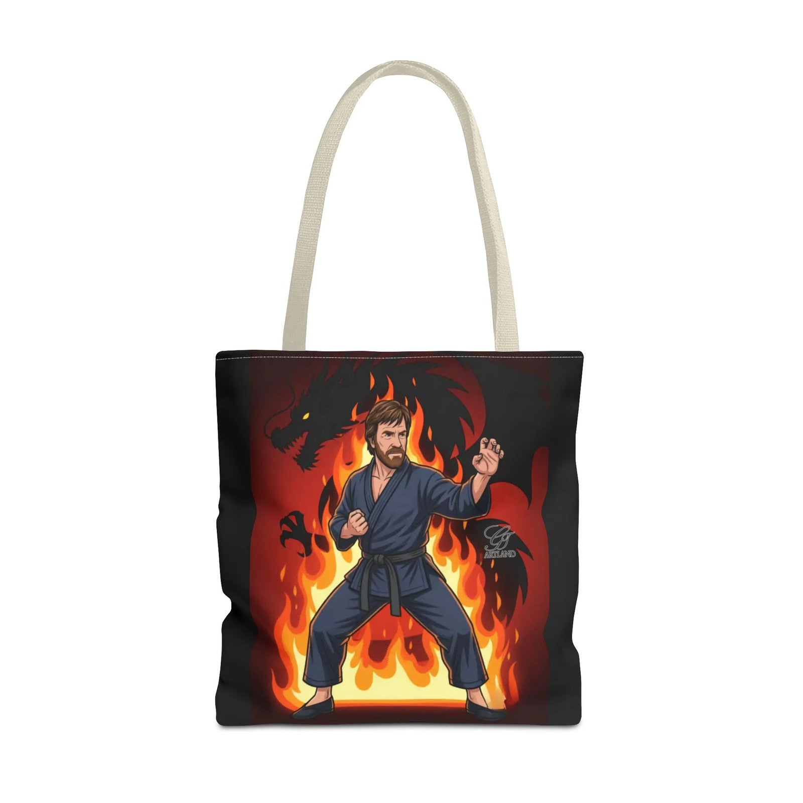 Flame Karate Fighter Chuck Norris Tote Bag | Martial Arts Fire Ninja