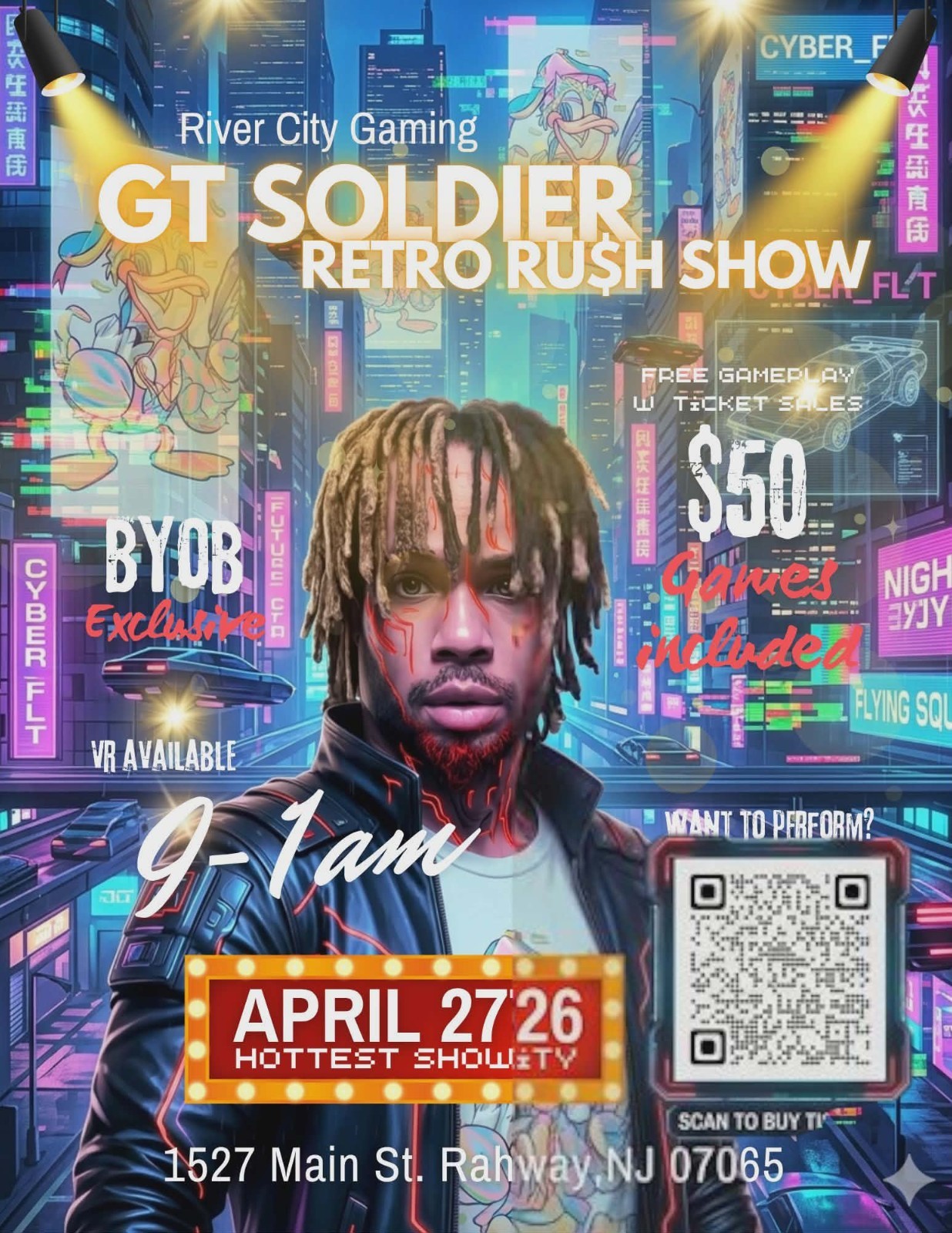 GT Soldier Rap and Comedy Retro Rush show with Meet and Greet and Gaming Ticket