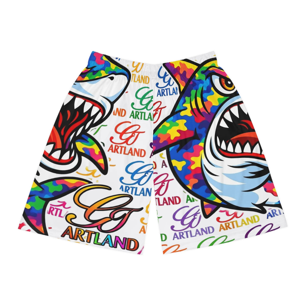 Colorful Camouflage Designer Shark GT Basketball Shorts by GT Artland