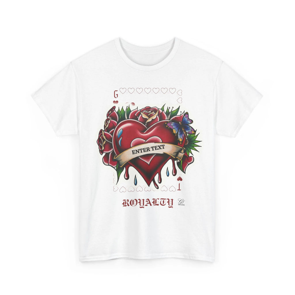 Hearts And Roses G Card Royalty Custom Text Unisex Heavy Cotton Tee by GT