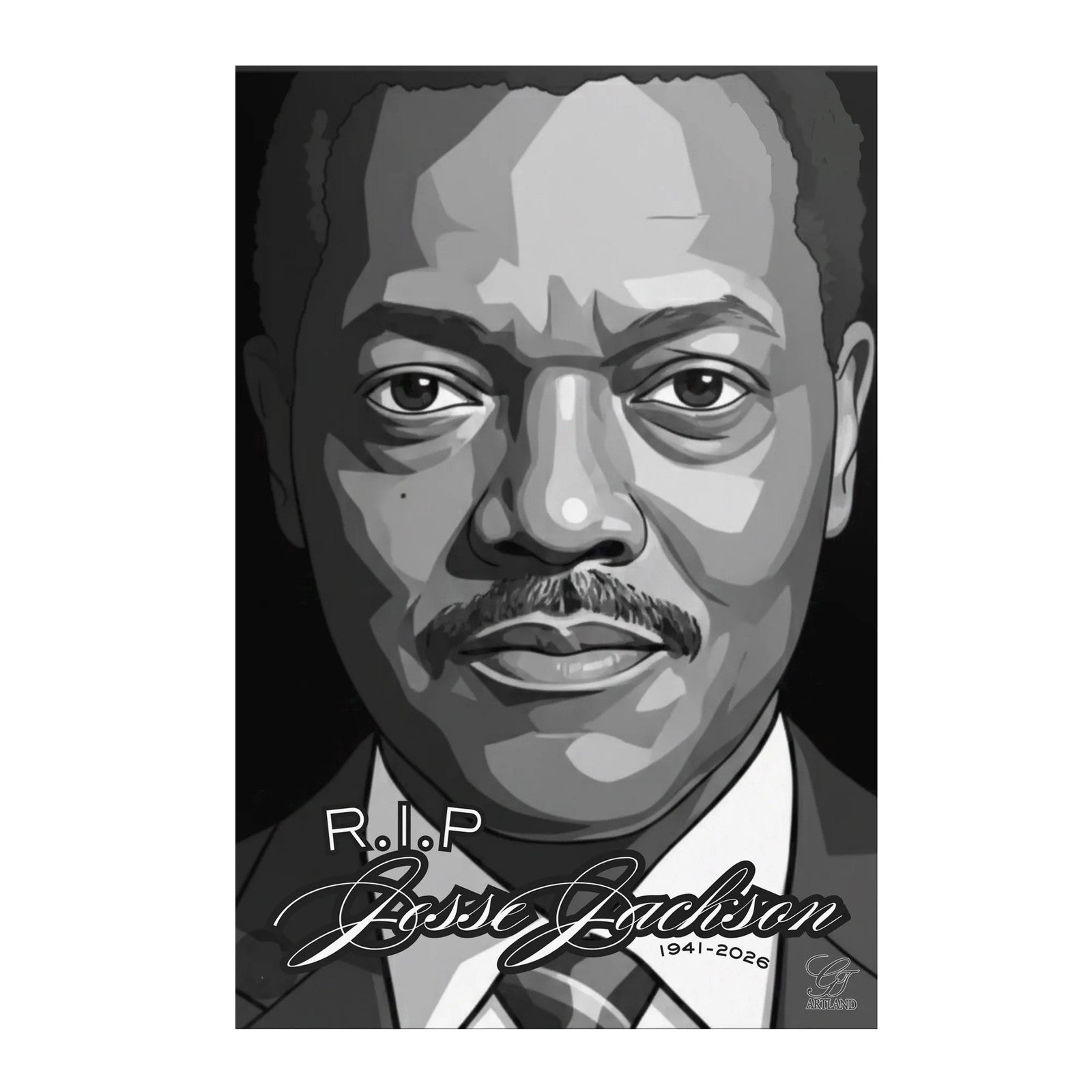 RIP Jesse Jackson Poster Tribute Classic Black and White 24" x 36" by GT Artland