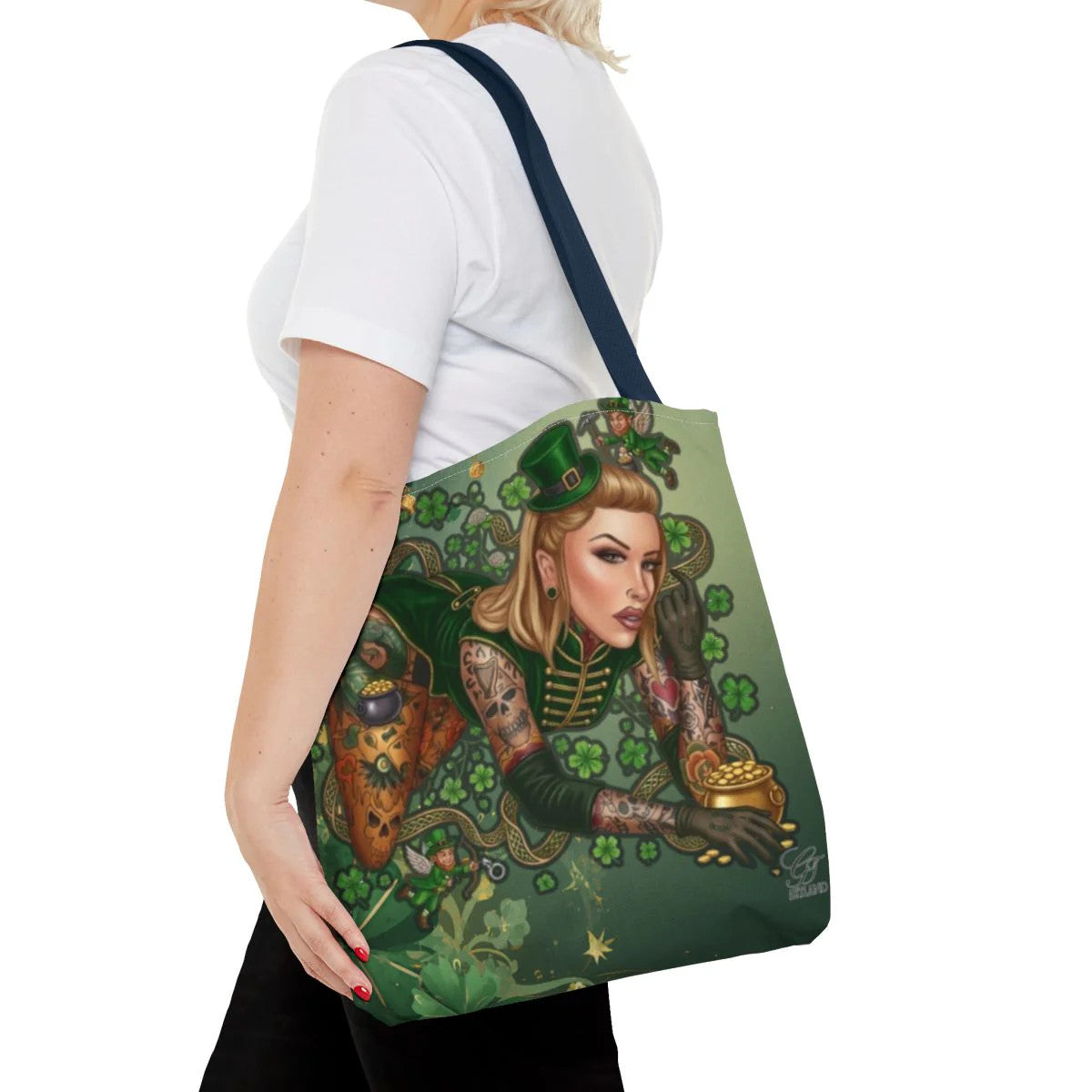 Irish St. Patick Theme Sexy Hot Irish Vixen with Tattoos Designer Tote Bag by