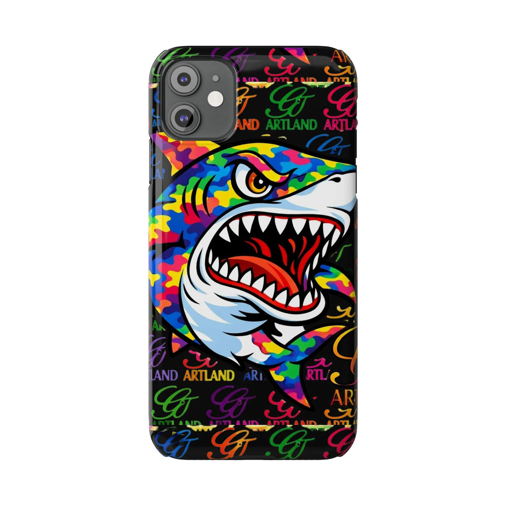 Colorful Shark GT Illustration Slim Phone Case | Neon Graffiti Pattern by GT