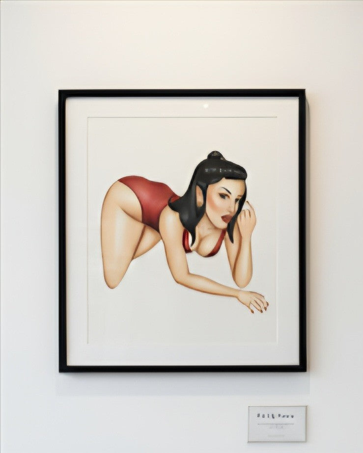 Hot Sexy Chick Light Skin Colored Shaded Print Signed