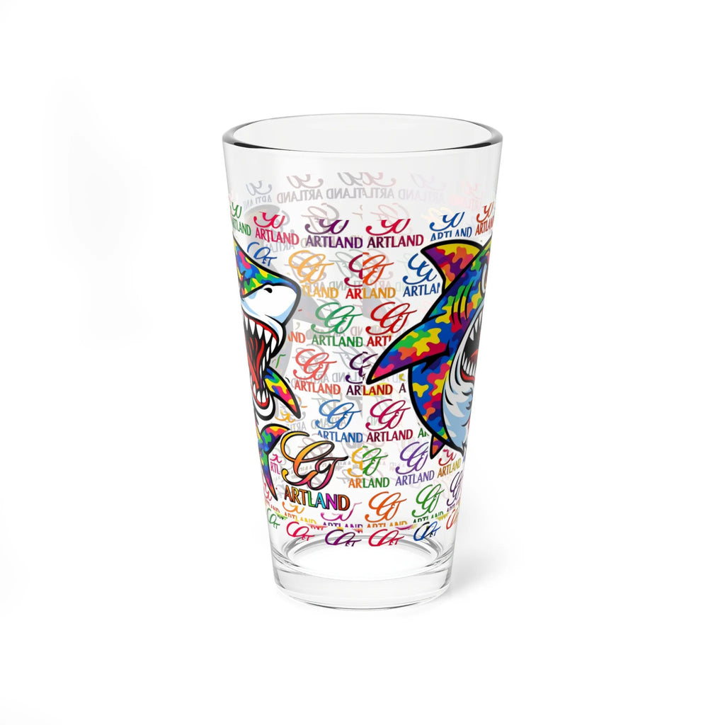 Colorful Shark GT Illustration Mixing Glass by GT Artland