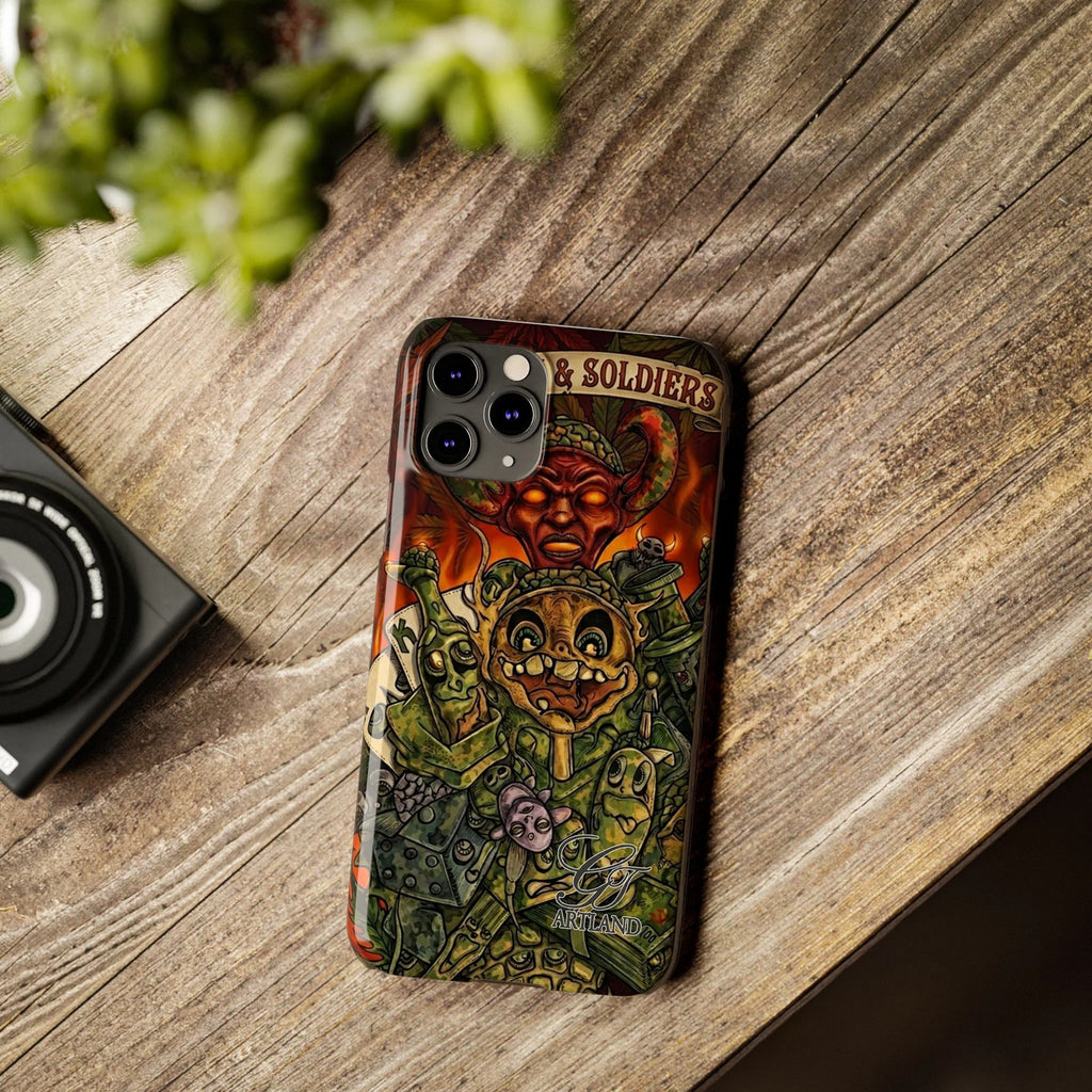 Devils Army Illustration Slim Phone Case | Horror Soldier Art by GT Artland