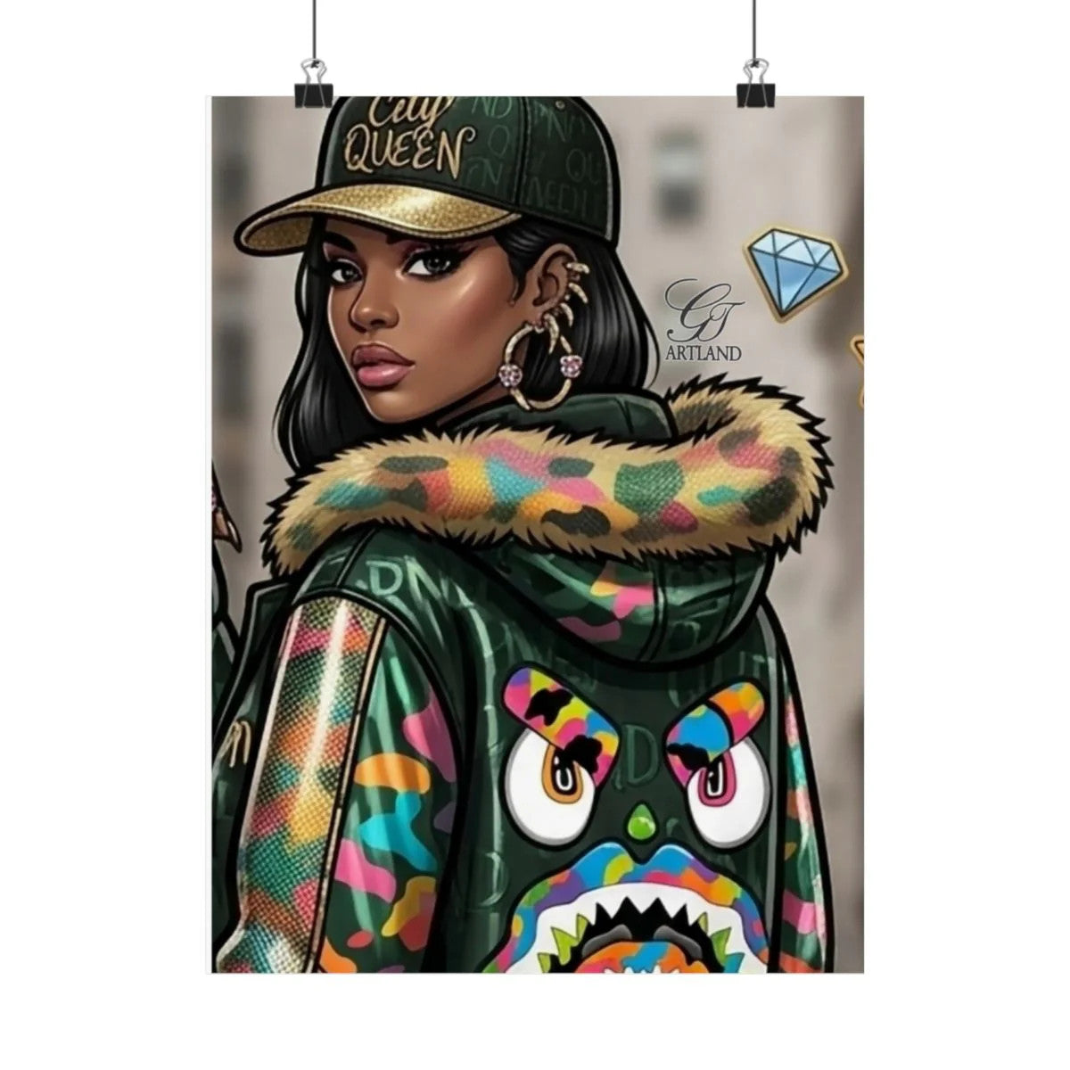Ebony Queen High Fashion Lavish Matte Vertical Posters by GT Artland