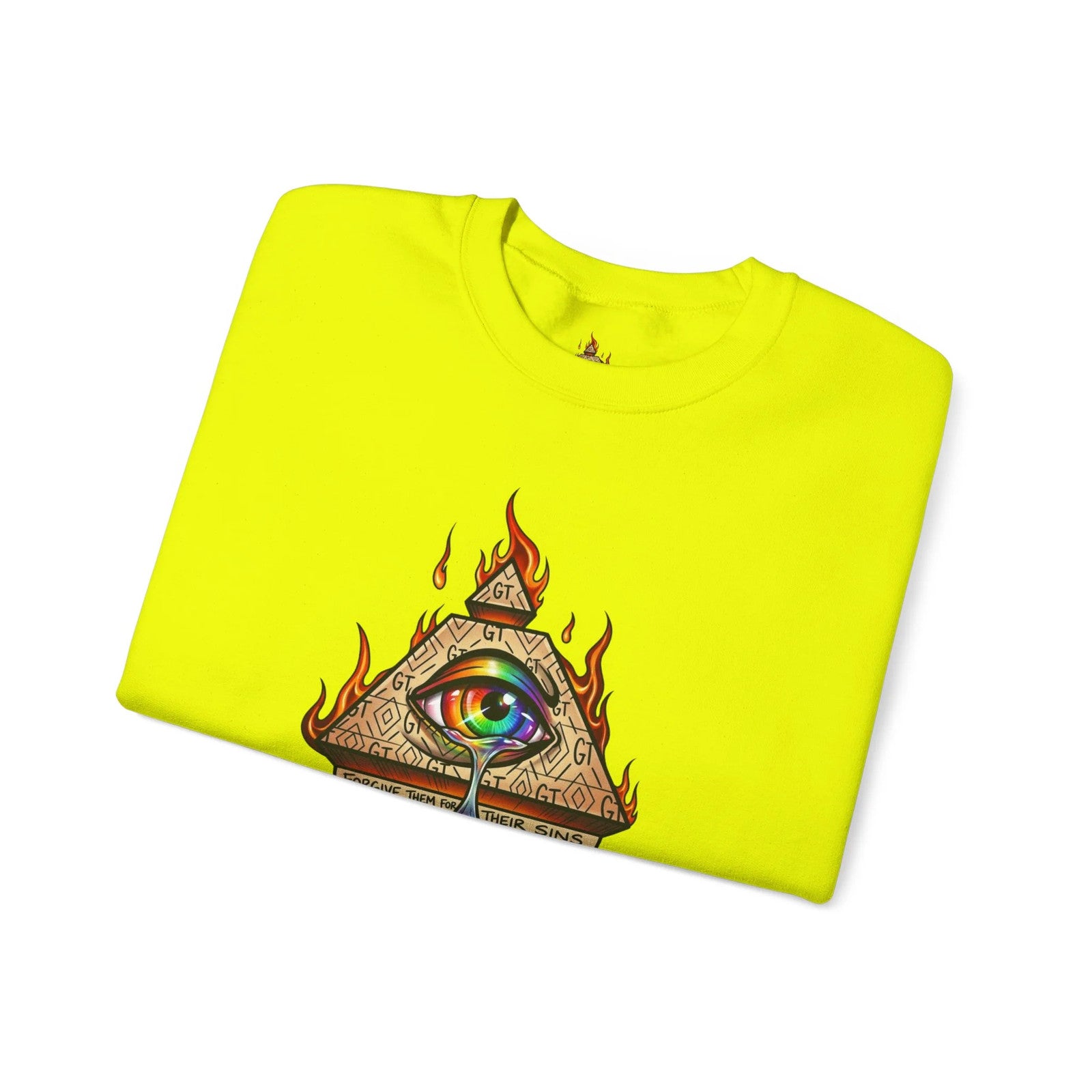 Psychedelic All-Seeing Eye Sweatshirt | Triangle Eye Flame Rainbow Drip by GT