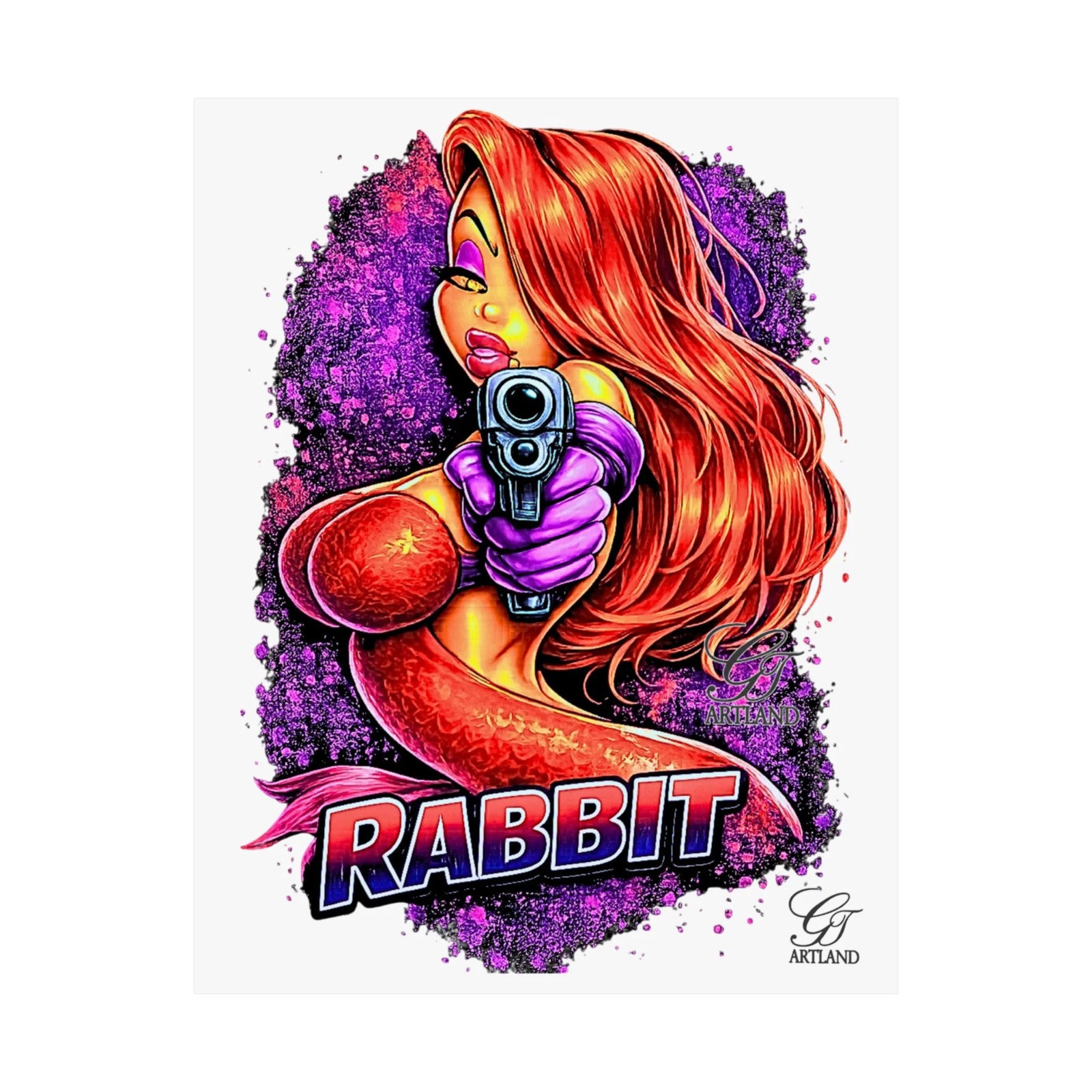 Rabbit Pinup Vixen Girl Poster | Matte Vertical Poster, Retro Cartoon Art Clean