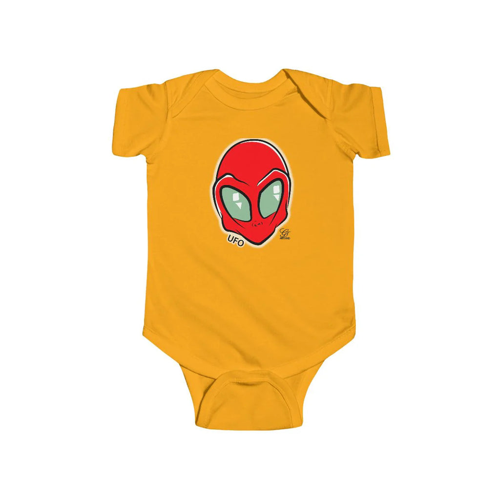 Cute Red Alien Designer Head Infant Fine Jersey Bodysuit by GT Artland