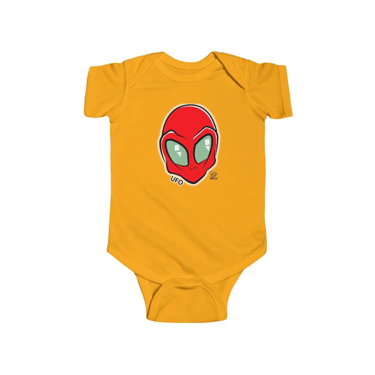 Cute Red Alien Designer Head Infant Fine Jersey Bodysuit by GT Artland