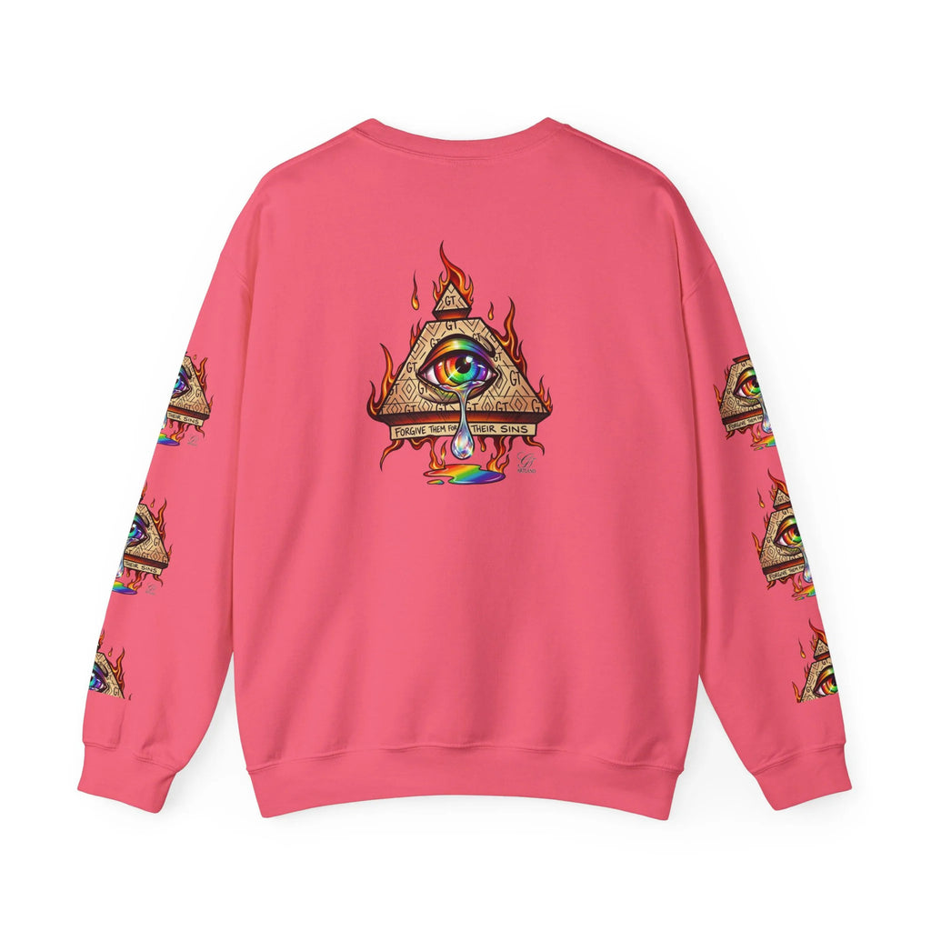 Psychedelic All-Seeing Eye Sweatshirt | Triangle Eye Flame Rainbow Drip by GT