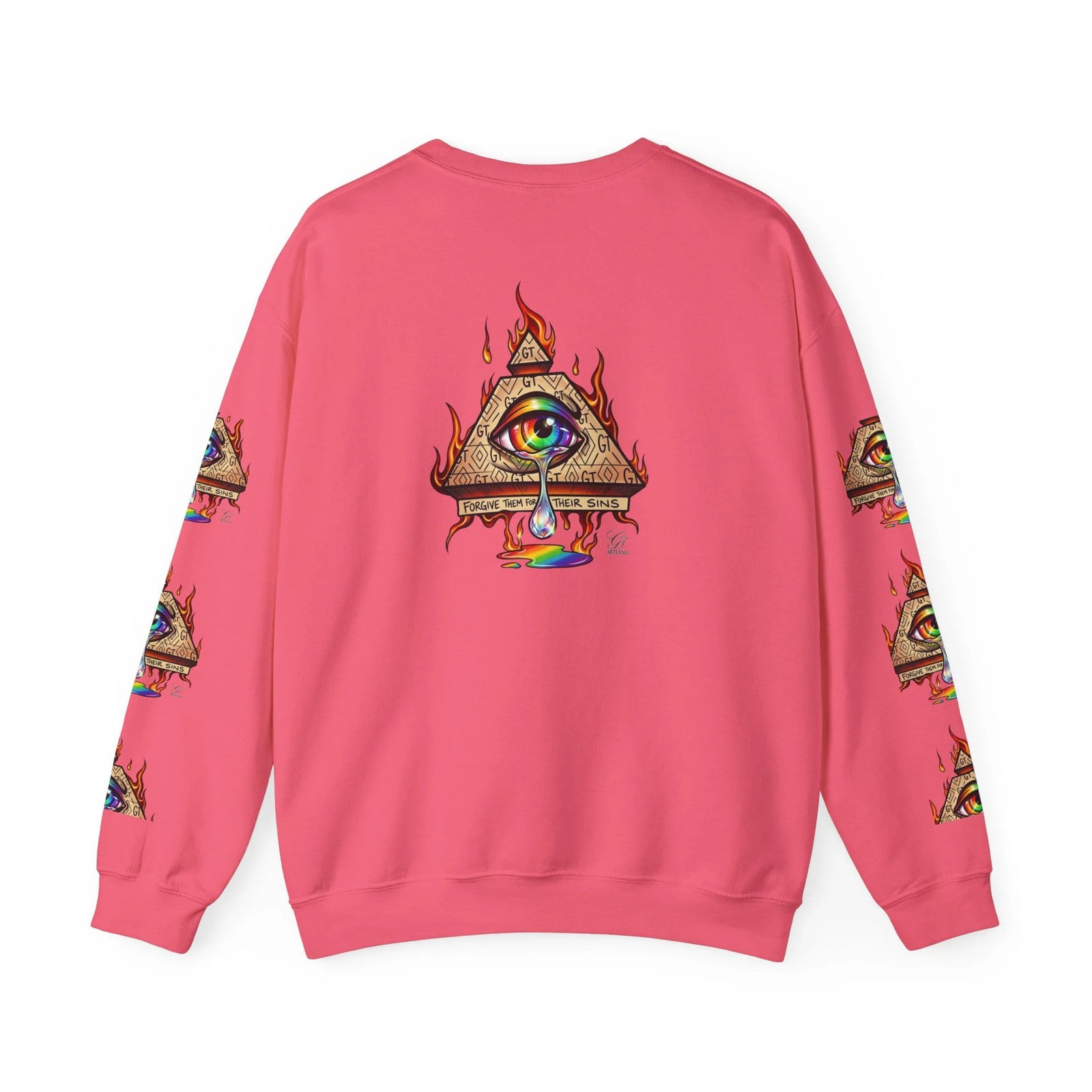 Psychedelic All-Seeing Eye Sweatshirt | Triangle Eye Flame Rainbow Drip by GT