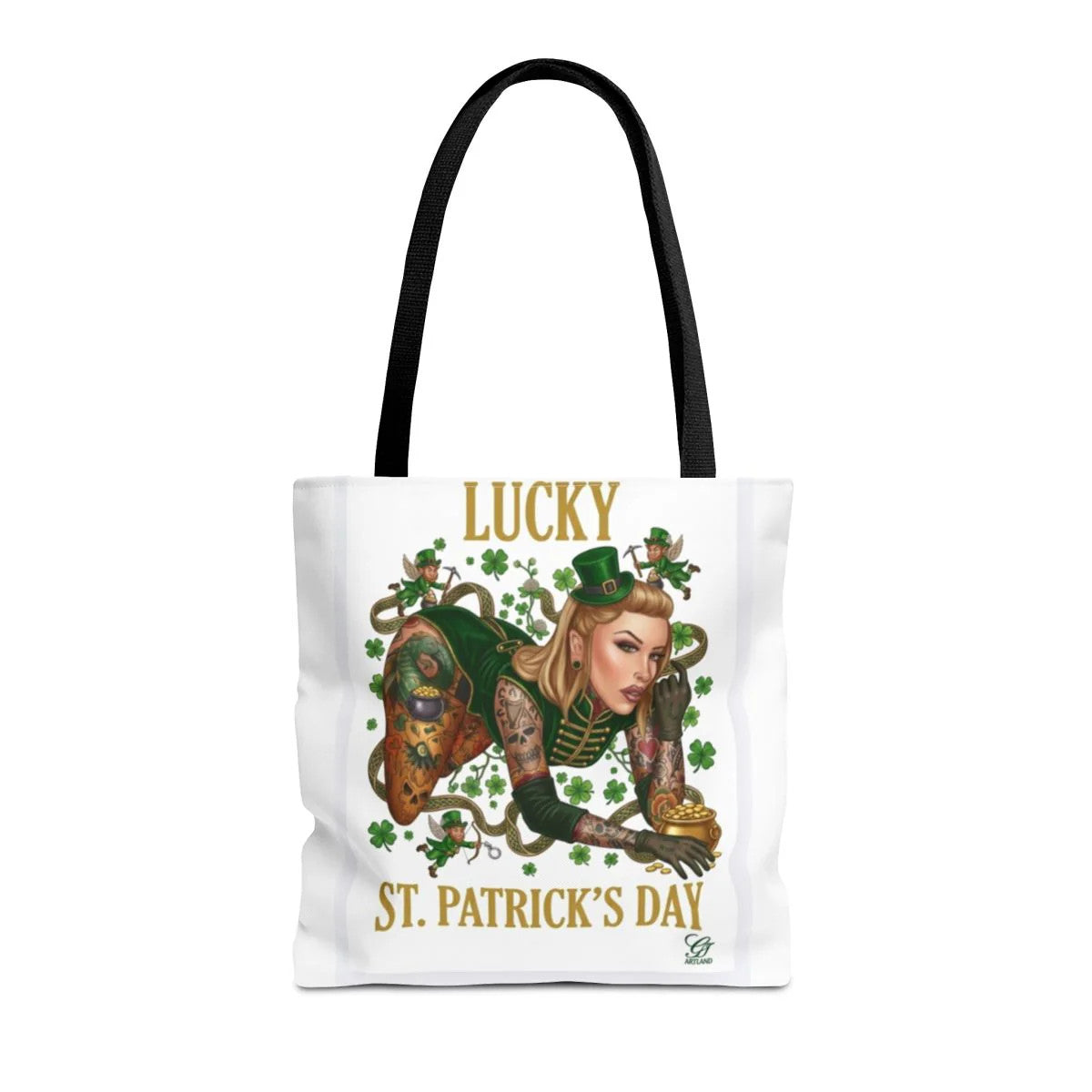 "Lucky" St Patrick's Day Tattoo Hot Sexy Vixen Designer Tote Bag by GT Artland