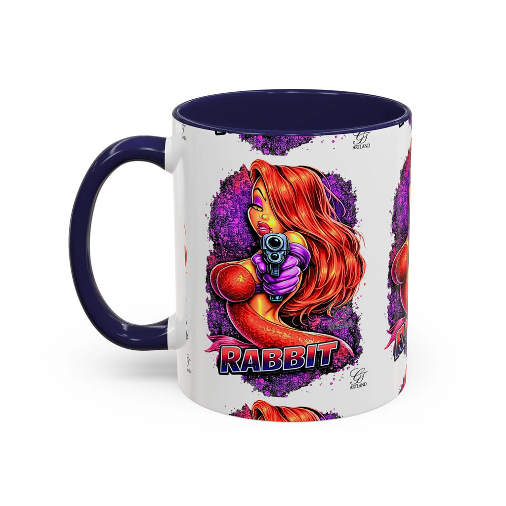 Pinup Redhead Vixen with Gun Rabbit Mug | Accent Coffee Mug 11oz 15oz by GT