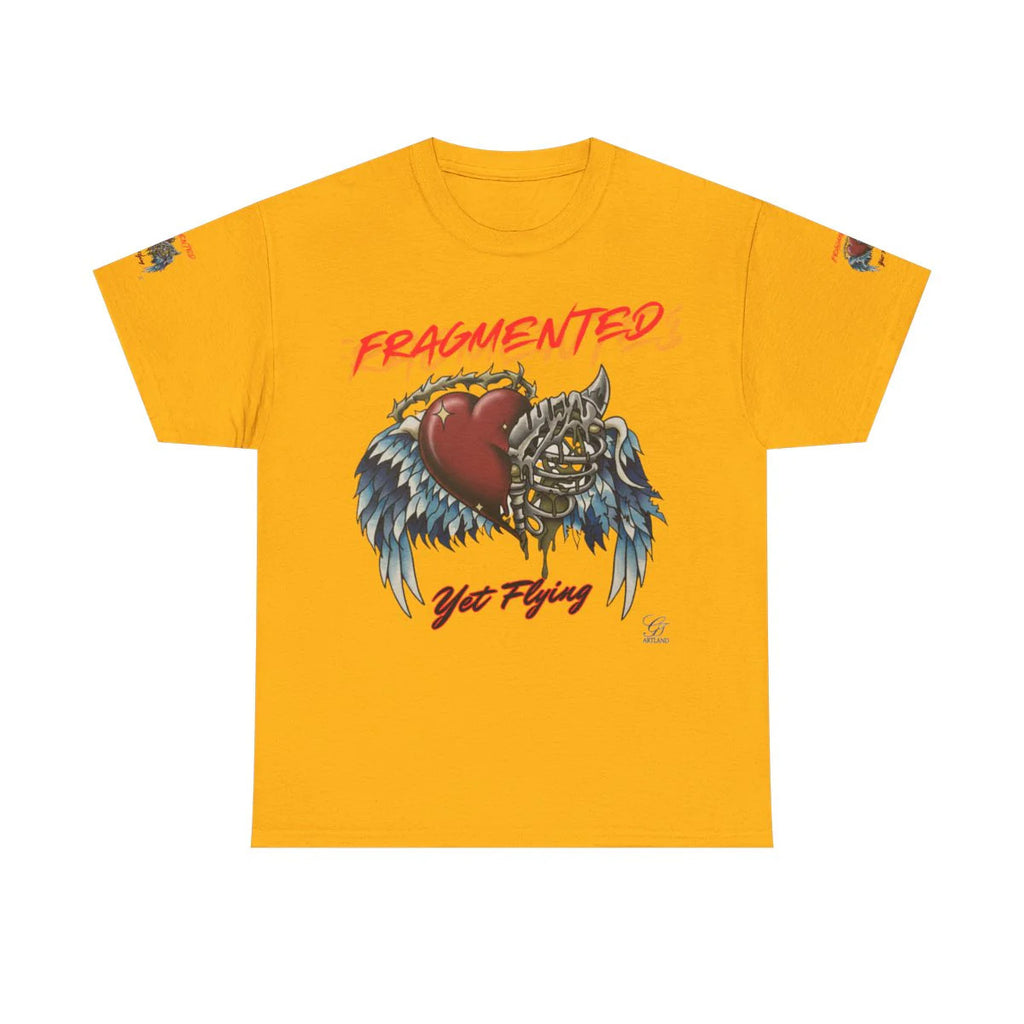 "Fragmented Yet Flying" Motivational Tattoo Style Heart and Bones Unisex Heavy