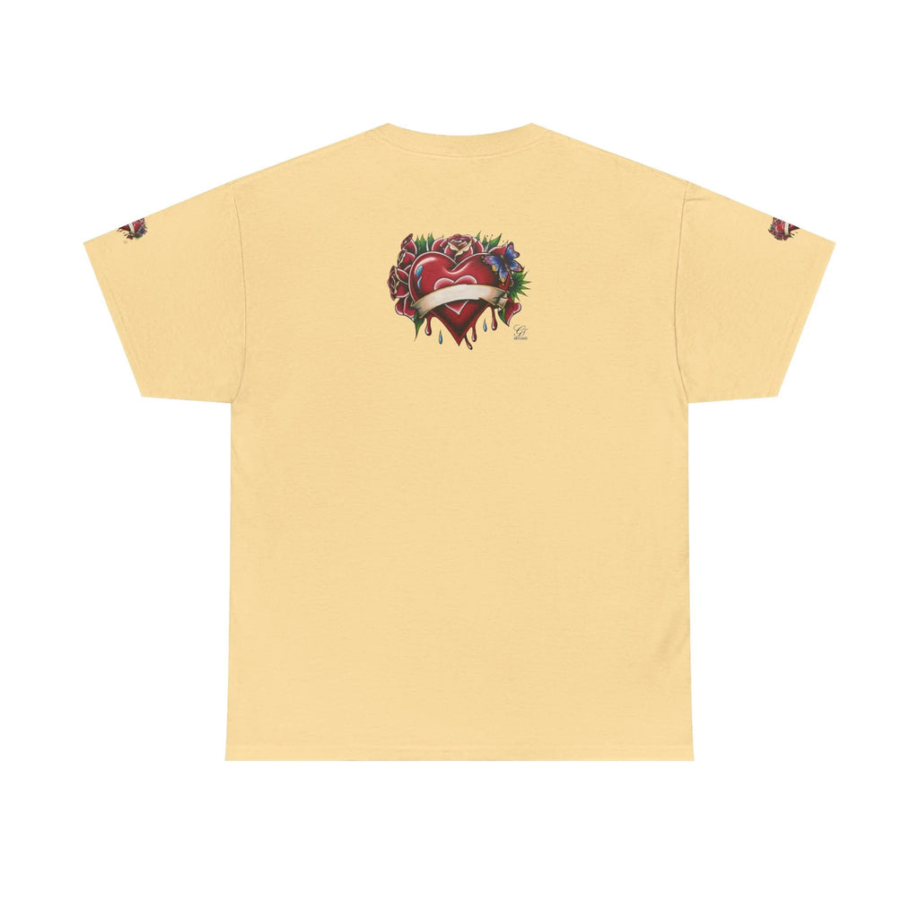 HEARTS AND ROSES Tattoo Styled Original T Shirt with Personalization by GT