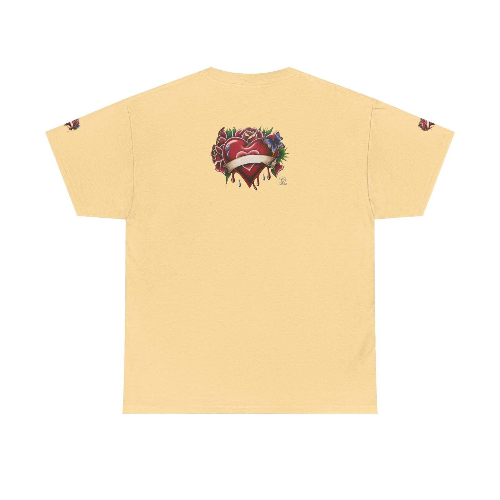 HEARTS AND ROSES Tattoo Styled Original T Shirt with Personalization by GT