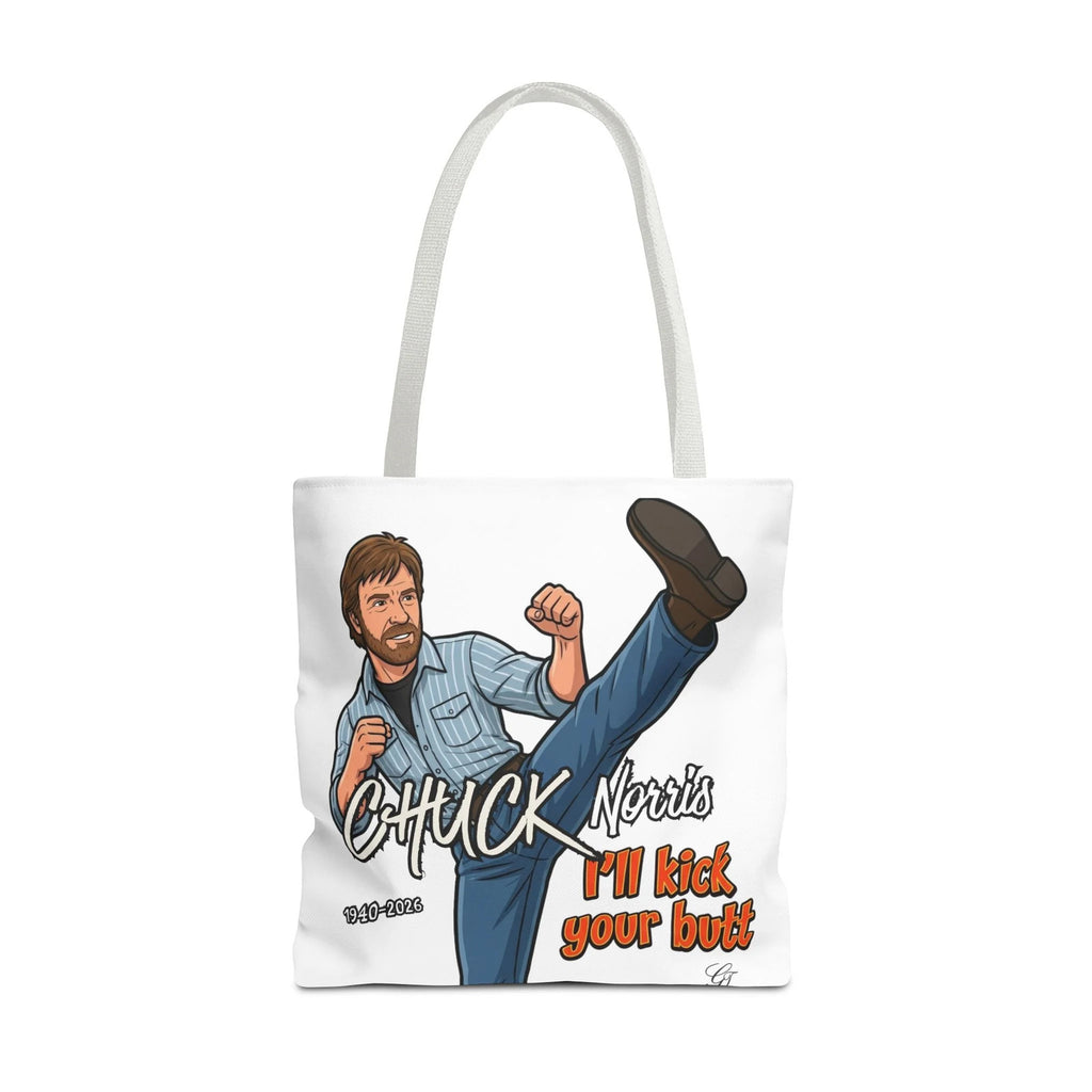 Chuck Norris I'll Kick Your Butt Tote Bag | Martial Arts Illustration by GT