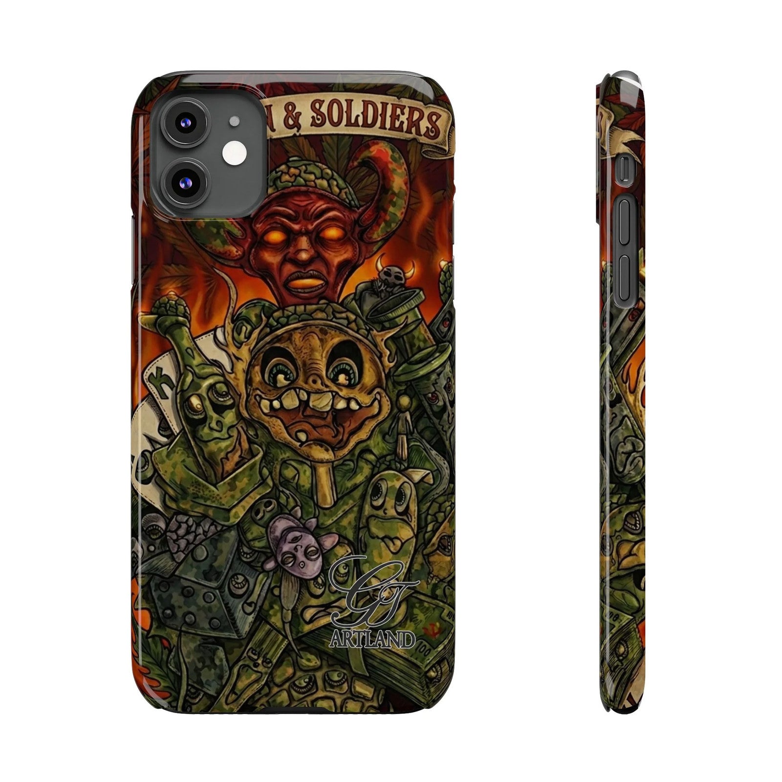 Devils Army Illustration Slim Phone Case | Horror Soldier Art by GT Artland