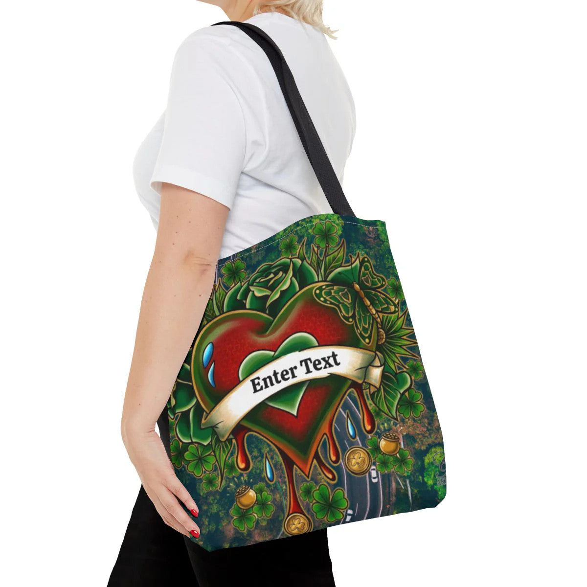 "Lucky Art" Tattoo Heart Urban Shamrock "Custom Text" Nature Splash St. Patrick