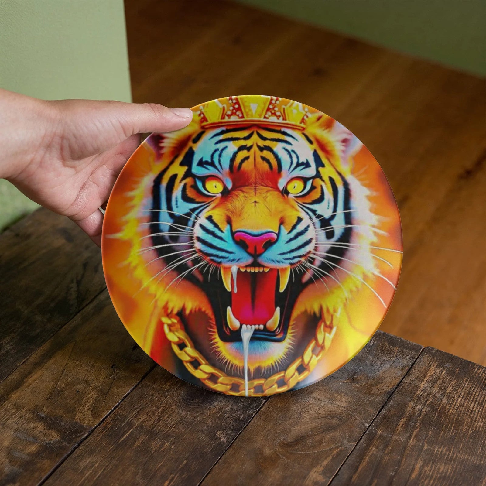 King GT Tiger Drool with Gold Chain Elite 10” Plate by GT Artland