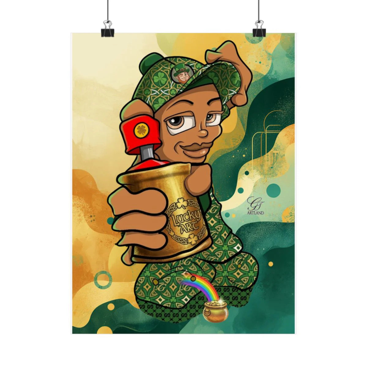 Spray Can Kid "Lucky Art" Edition Urban Toon Matte Vertical Posters by GT