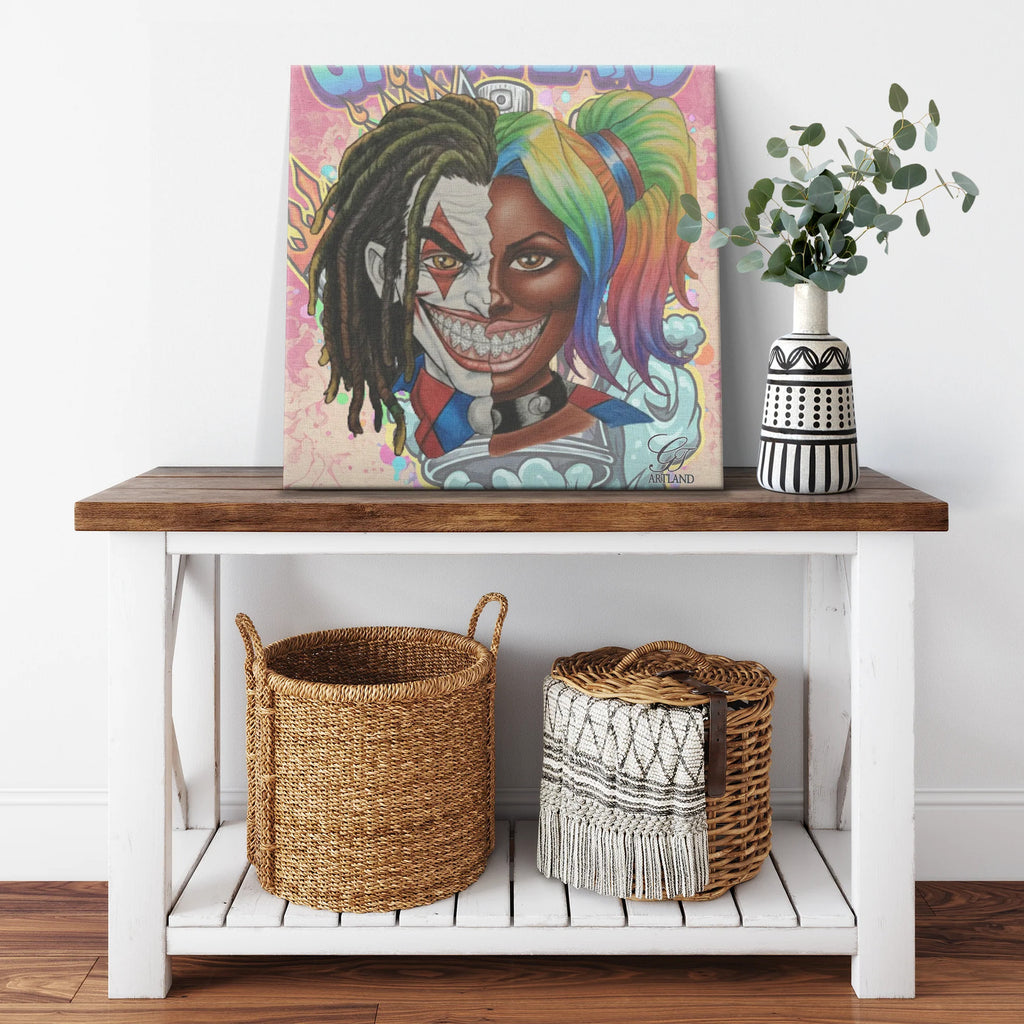 Joka Harley Twin Flame 2 Face Character Ebony Collector's Edition Square Canvas