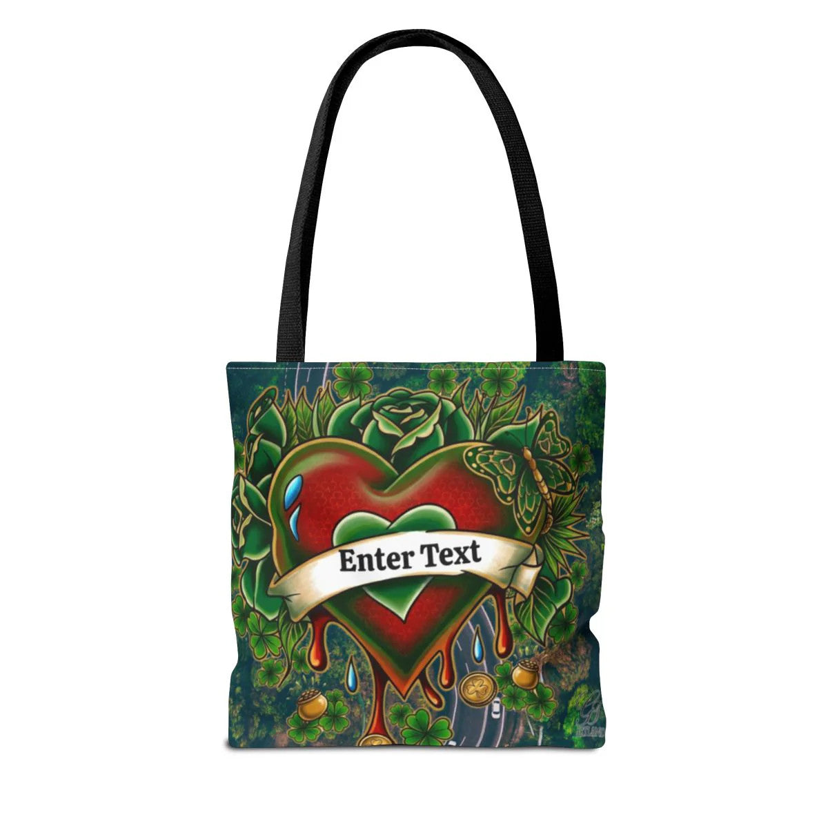 "Lucky Art" Tattoo Heart Urban Shamrock "Custom Text" Nature Splash St. Patrick