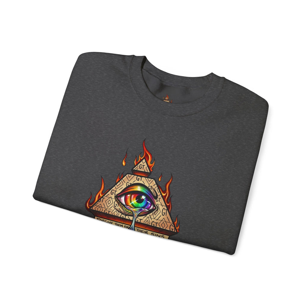 Psychedelic All-Seeing Eye Sweatshirt | Triangle Eye Flame Rainbow Drip by GT