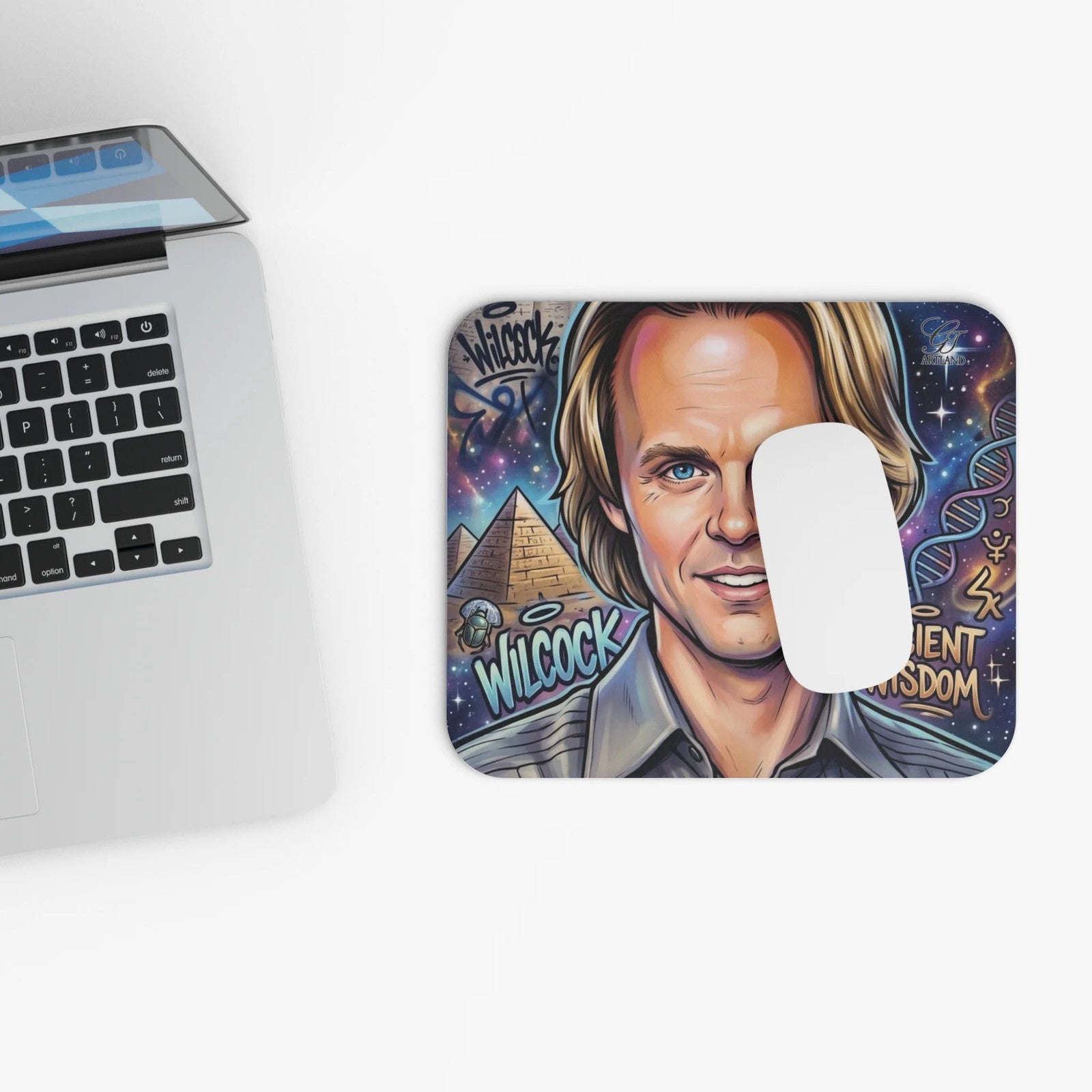 David Wilcock Airbrush Portrait Mouse Pad | Ancient Wisdom, Pyramid, DNA Art by