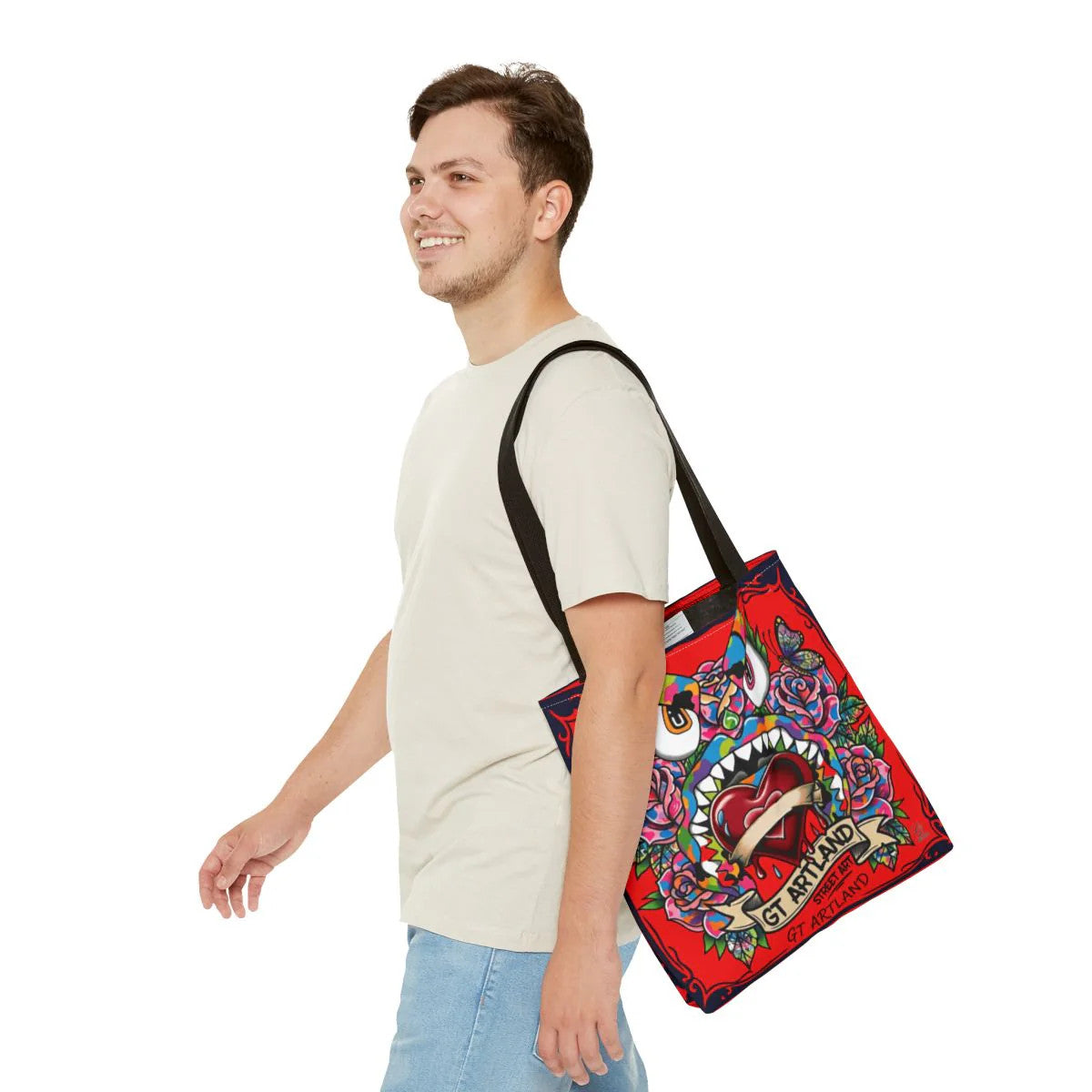 Colorful Gape Tattoo Monster Heart Tote Bag Bloody Red Designer Edition |
